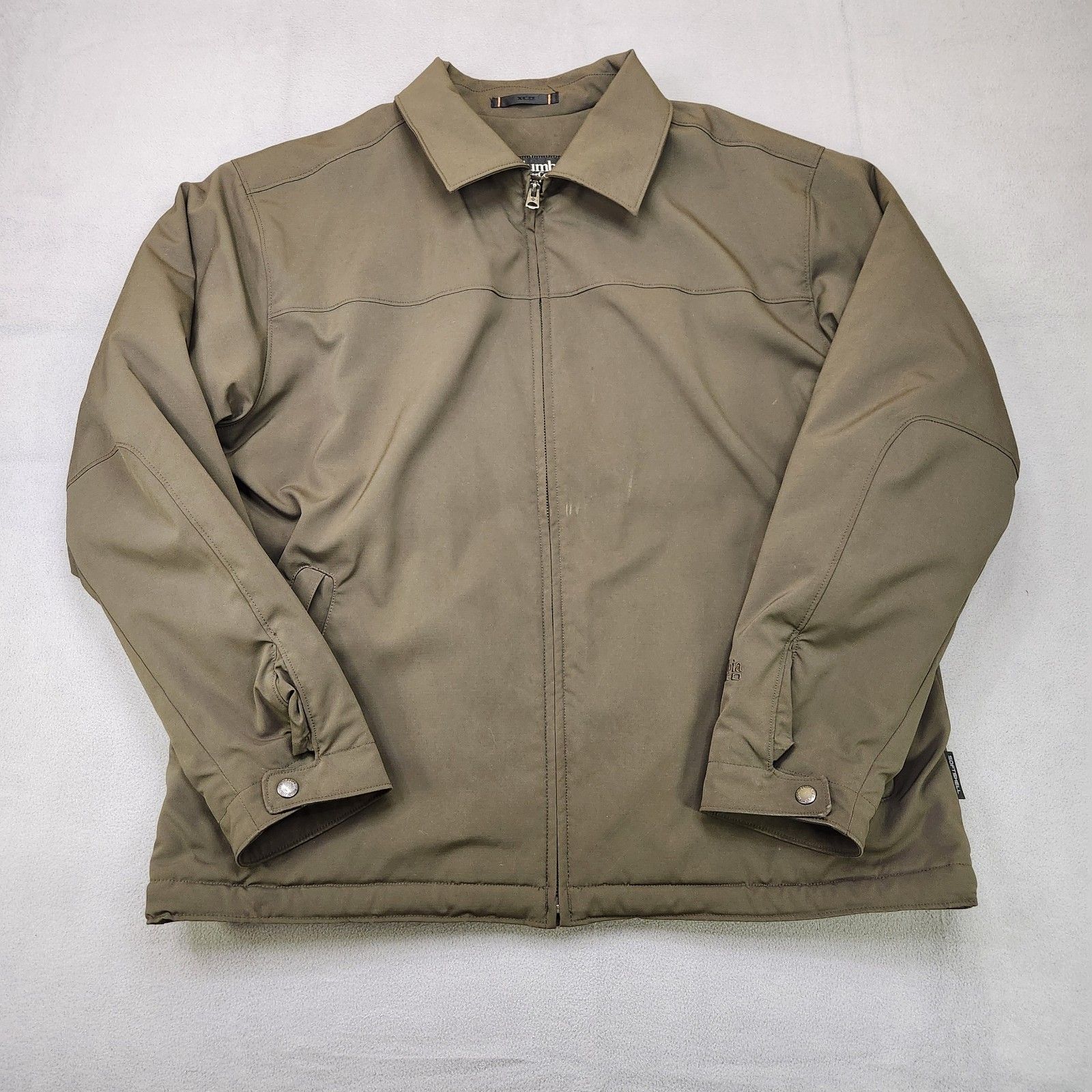 Columbia Xco Jacket Men's Size Large Green Softshell Full Zip Fleece Lined